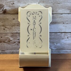 Vintage Retro MCM White Plastic "Matches" Match Box Holder